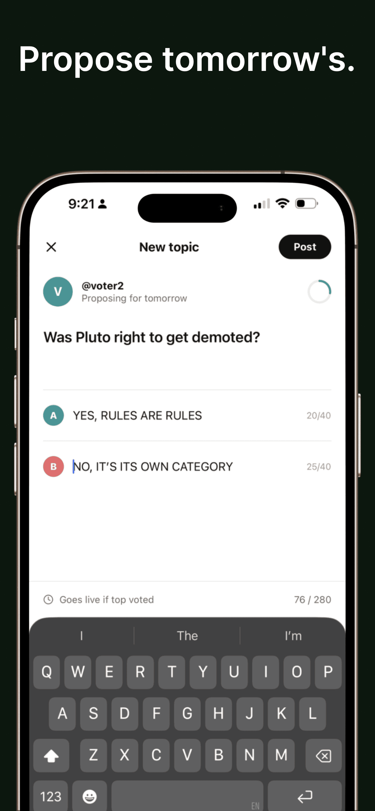 Propose tomorrow's. Splitted app screenshot 4 of 4.